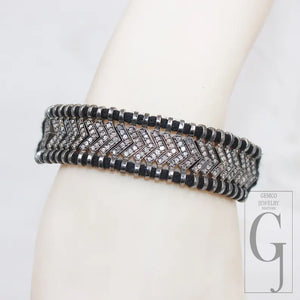 Natural Rosecut Diamond Bracelet - 925 Sterling Silver Handmade Black Thread Boho Minimalist Jewelry