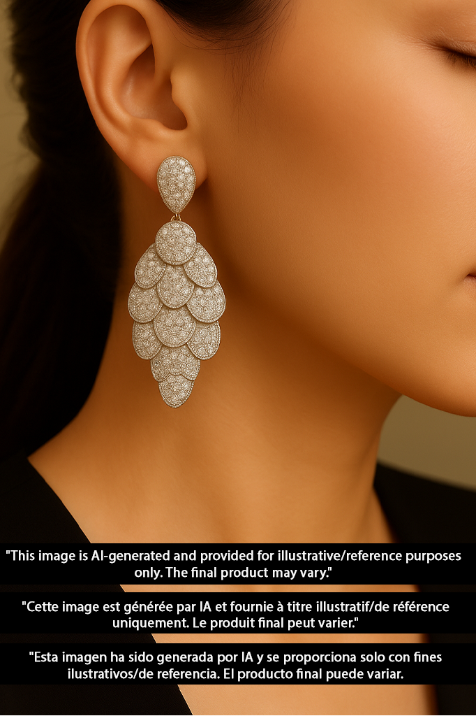 Natural Pave Diamond Dangle Earrings – Handmade 925 Sterling Silver Drop Jewelry, Luxury Wedding Gift for Her