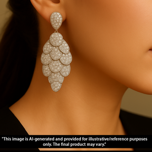 Natural Pave Diamond Dangle Earrings – Handmade 925 Sterling Silver Drop Jewelry, Luxury Wedding Gift for Her