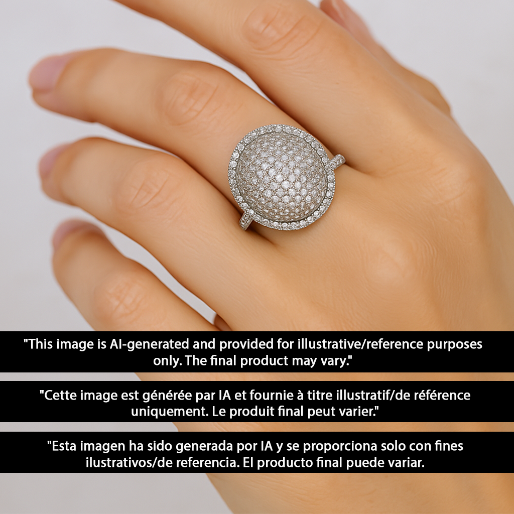 Elegant Rosecut Pave Diamond Ring in 925 Sterling Silver – Handmade Round Dome Diamond Ring, Anniversary & Luxury Gift for Her