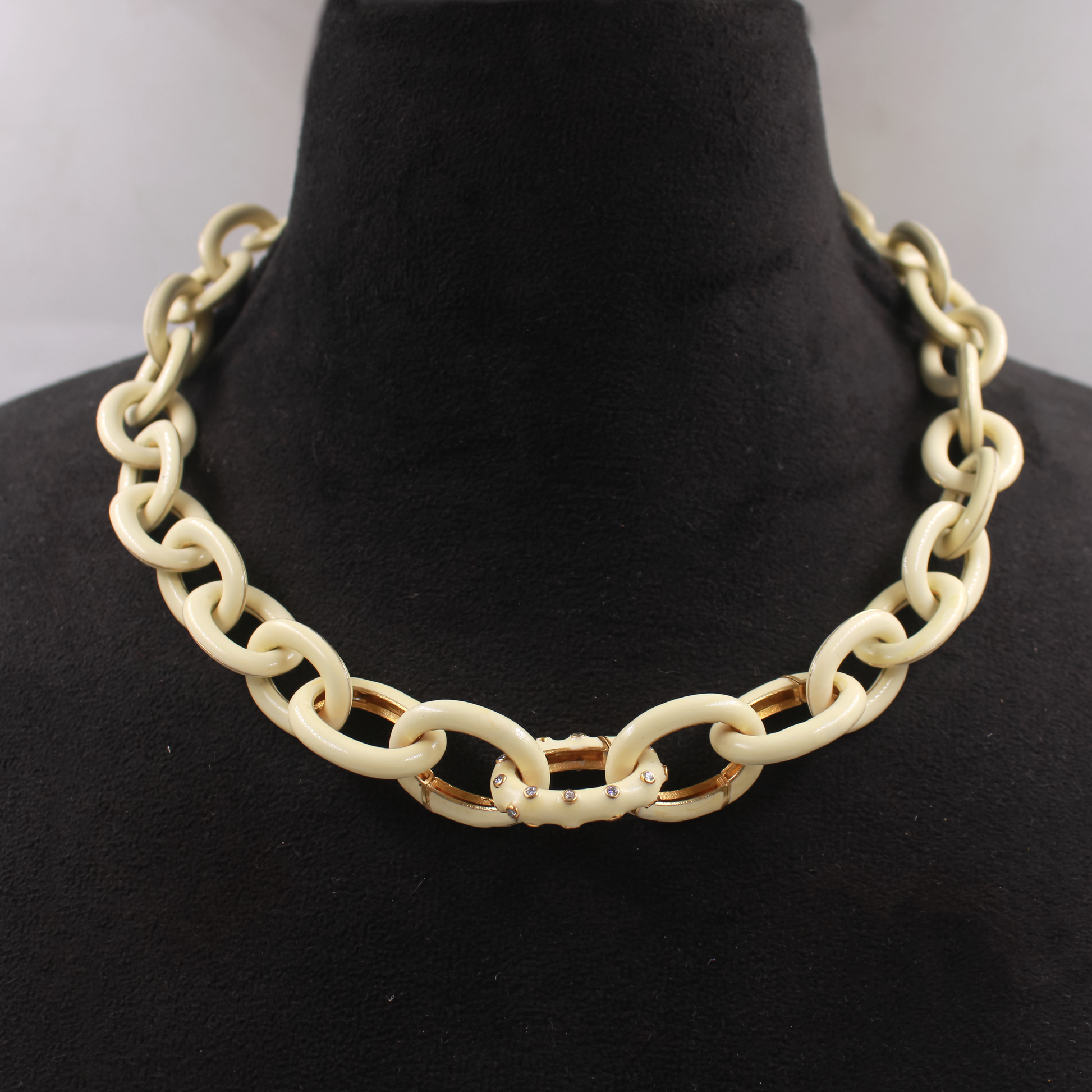 One of a Kind Ivory Enamel Brass Necklace with Lab Grown Diamonds | Handmade Jewelry in Custom Colors – Perfect Gift for Luxury & Everyday Wear