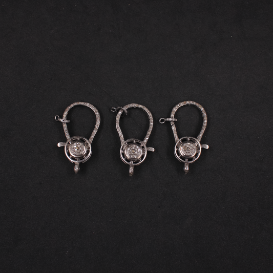 Handmade rosecut diamond lobster clasp in sterling silver