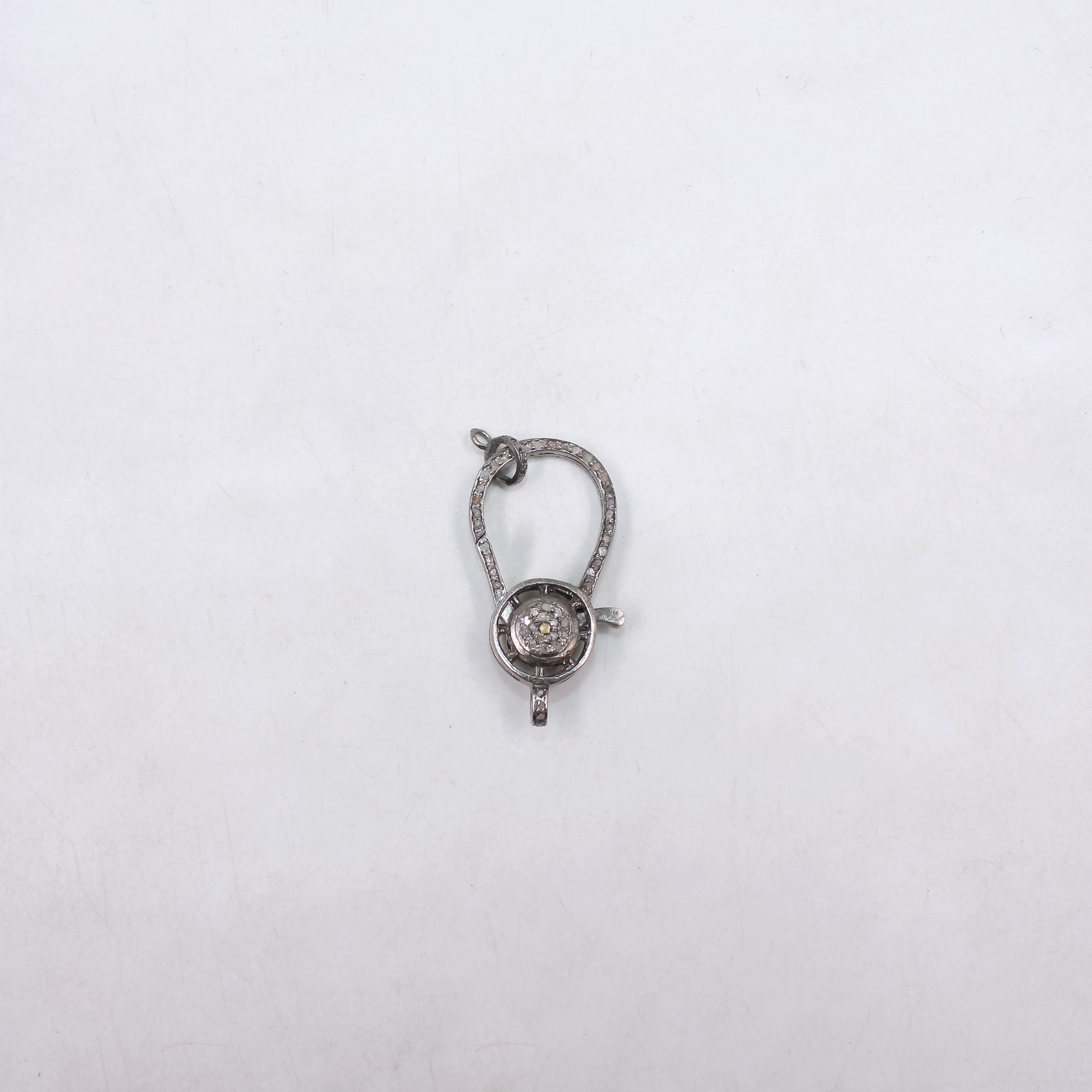 Sterling silver lobster clasp with natural rosecut diamonds