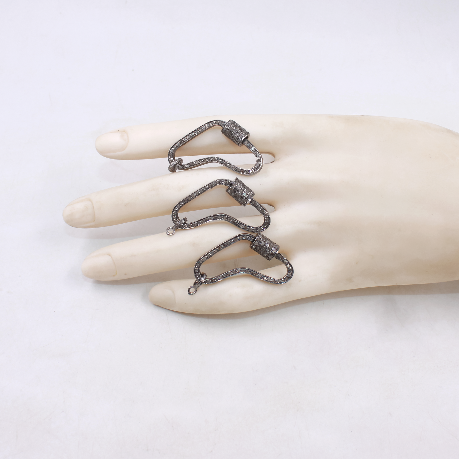 Jewelry finding carabiner clasp with diamonds handmade