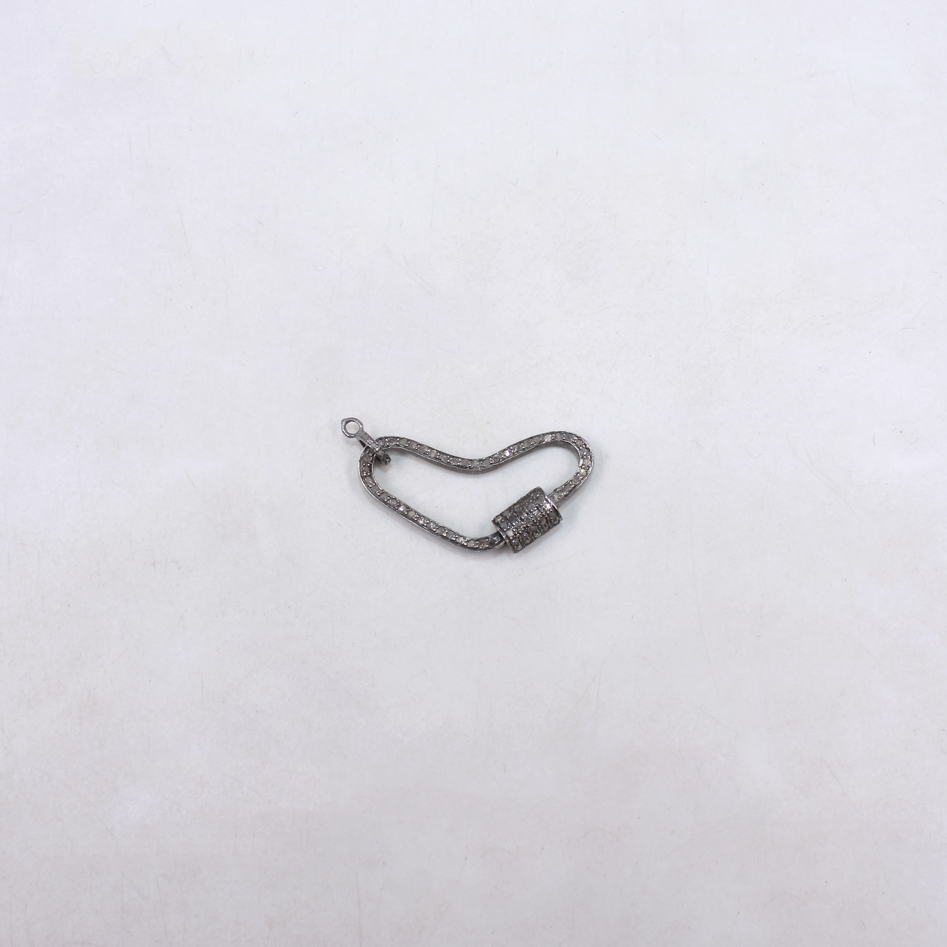 Diamond-encrusted carabiner lock connector for luxury jewelry