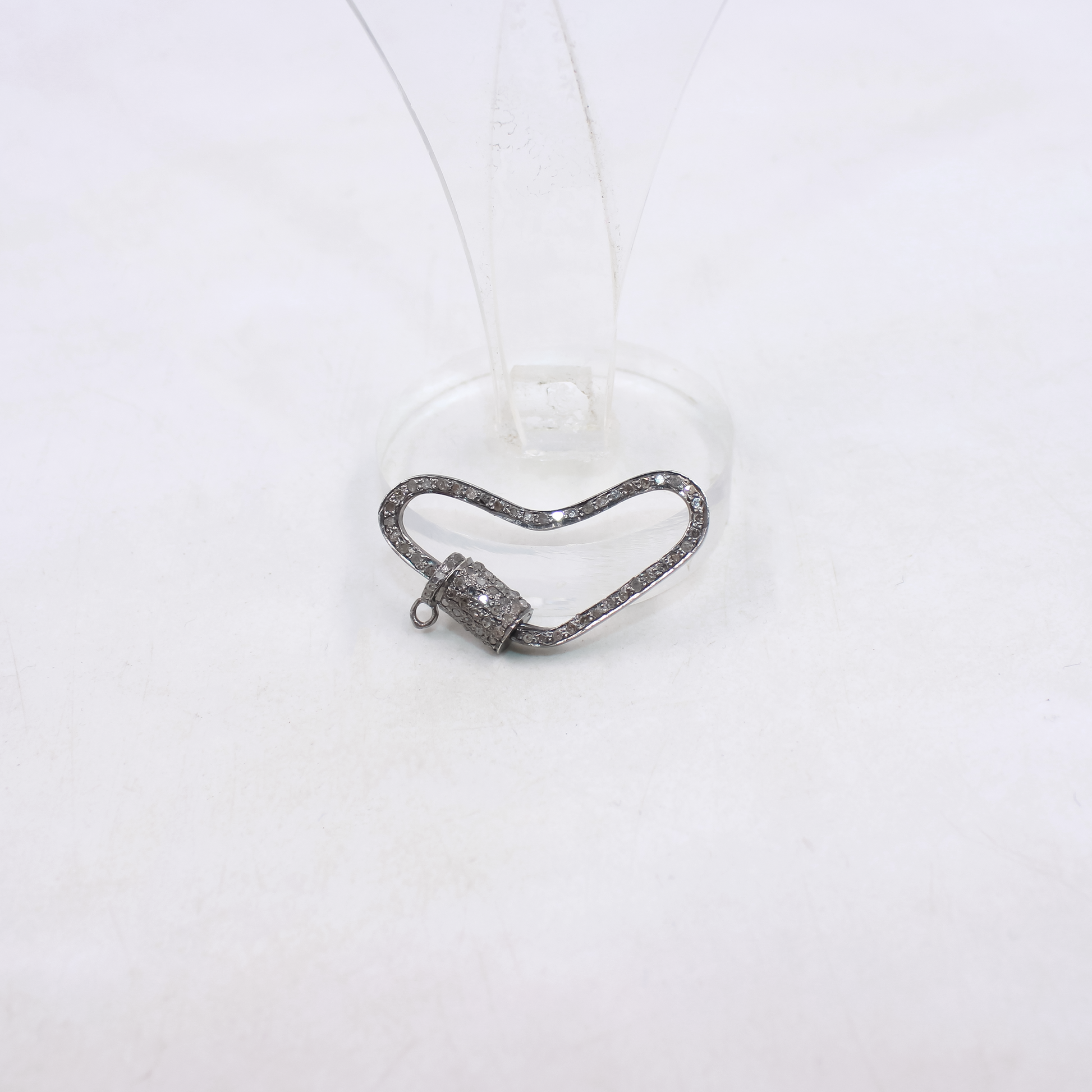 Modern designer clasp with natural pave diamonds in silver