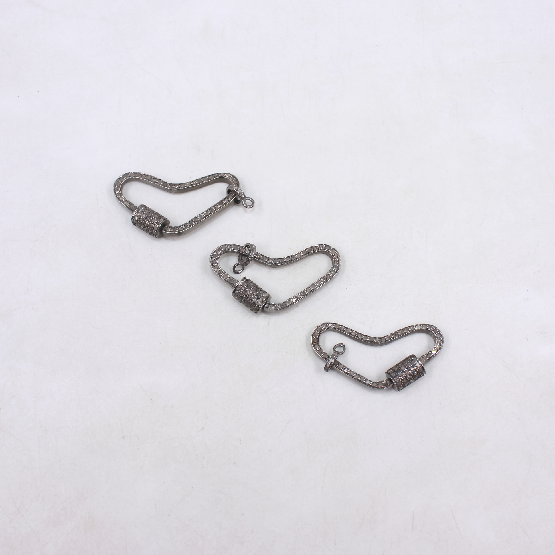 Carabiner-style diamond clasp for necklaces and custom designs