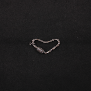 Sterling silver carabiner lock connector with pave diamonds