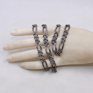 Sterling Silver Rosecut Diamond Chain Necklace for Men & Women