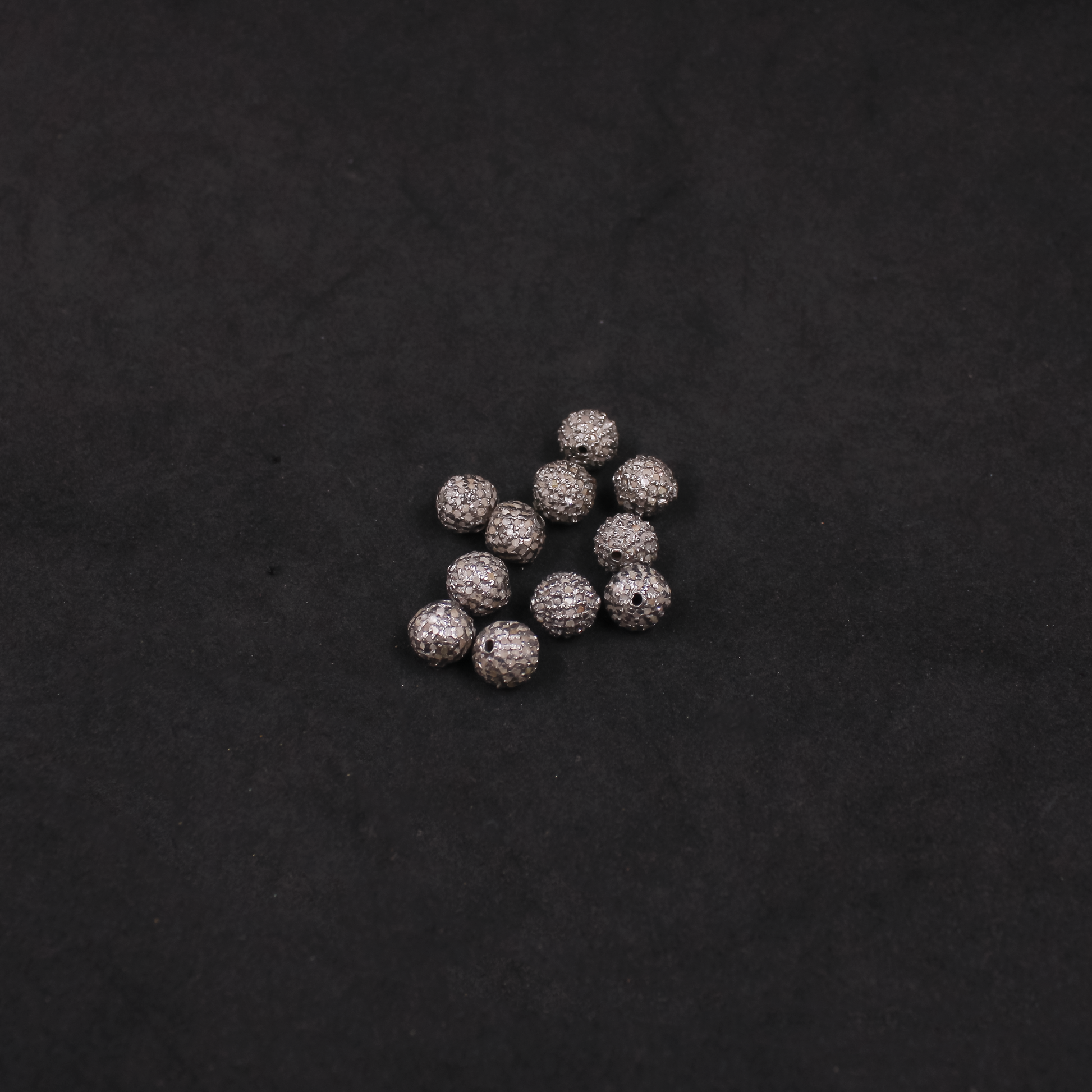 Natural Pave Diamond Round Beads In 925 Sterling Silver – Handmade Jewelry Making Supplies