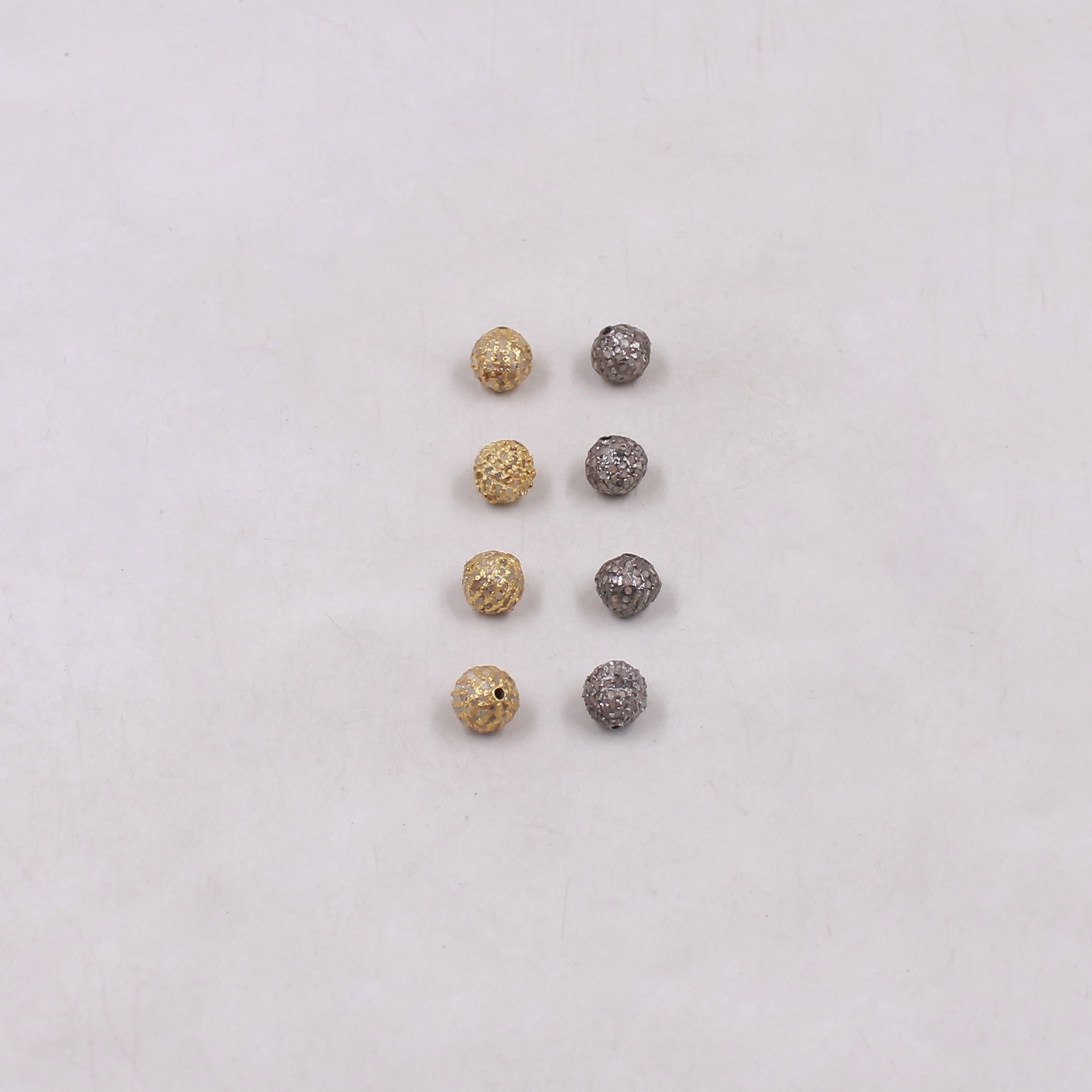 Natural Pave Diamond Round Beads In 925 Sterling Silver – Handmade Jewelry Making Supplies