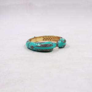 Dolphin jewelry bangle with pave set diamonds in 925 silver