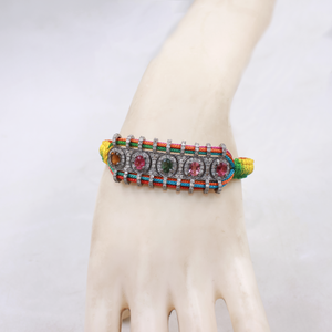 Unique handmade bracelet with natural tourmalines and sparkling diamonds