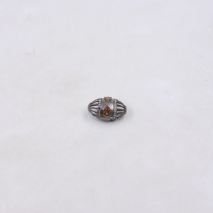 orange tourmaline oval bead with diamonds in oxidized silver
