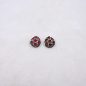bead with pave diamond accents in oxidized sterling silver