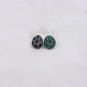 Sterling silver emerald bead with natural pave diamonds