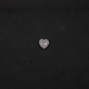 Oxidized sterling silver diamond bead in heart shape