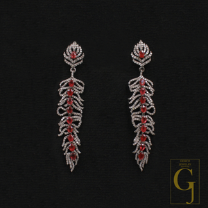 Natural Ruby Earrings With Pave Diamonds In 925 Sterling Silver – Handmade Luxury Jewelry Pair