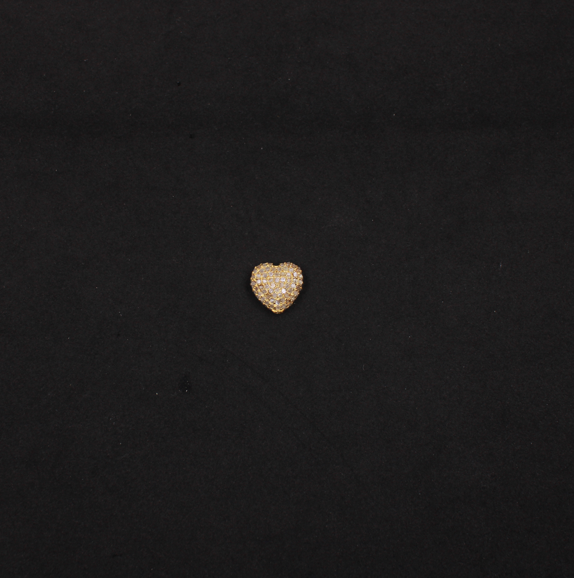 Luxury handmade silver heart bead with diamonds