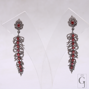 Natural Ruby Earrings With Pave Diamonds In 925 Sterling Silver – Handmade Luxury Jewelry Pair