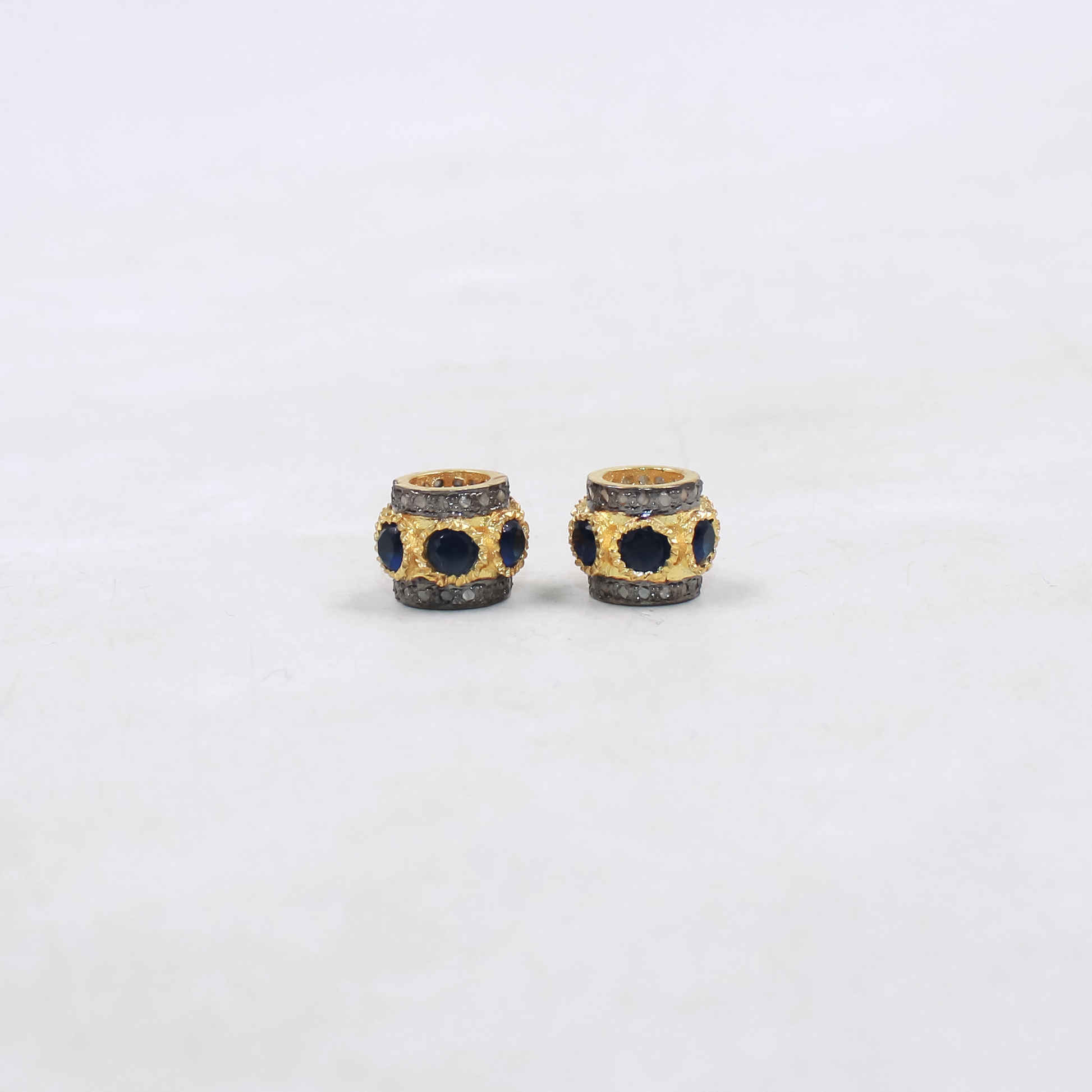 Luxury sapphire and diamond sterling silver bead for bracelets and necklaces
