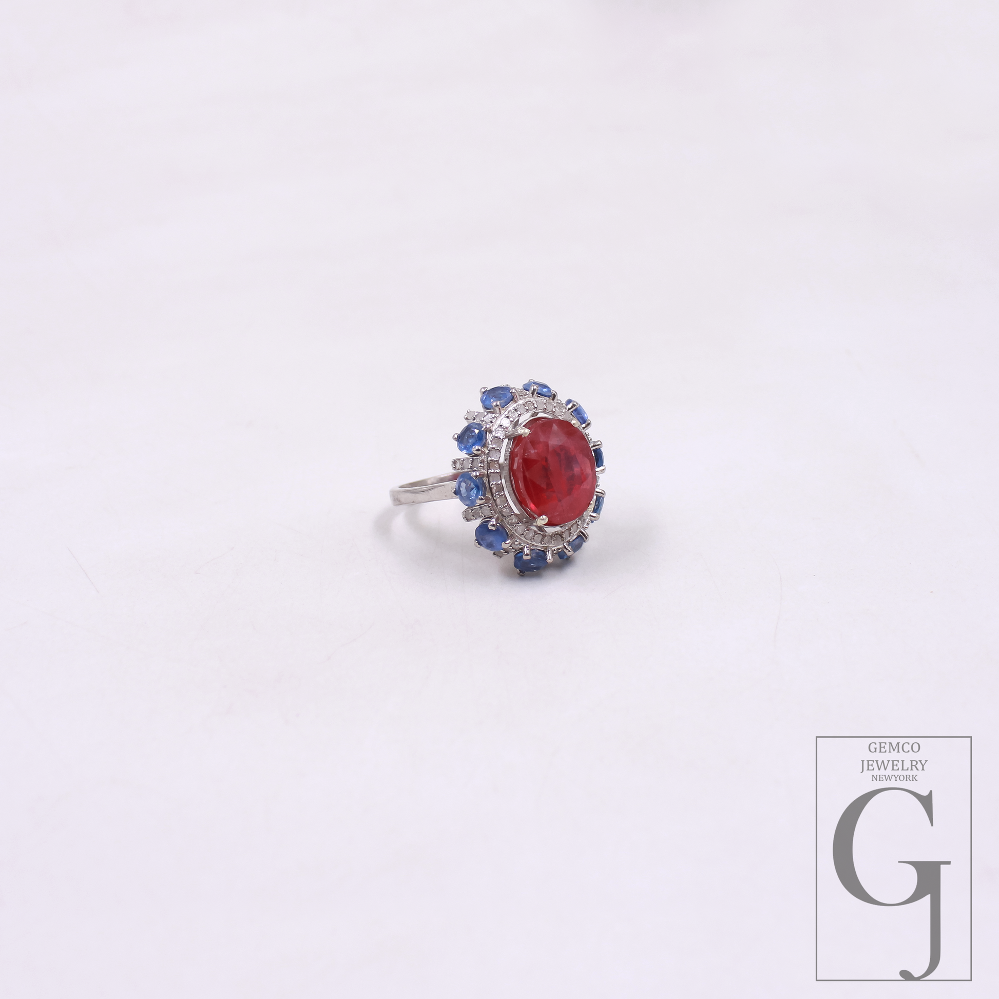Natural Ruby And Tanzanite Ring With Pave Diamonds - 925 Sterling Silver, Beautiful Ruby Ring Anniversary