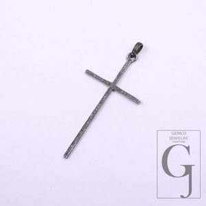 Pave Diamonds Cross Pendant In 925 Sterling Silver - Handmade Jewelry Gift For Her