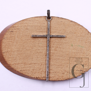 Pave Diamonds Cross Pendant In 925 Sterling Silver - Handmade Jewelry Gift For Her