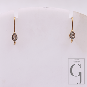 Designer Diamond Earring Hooks – Rosecut Pave Diamond 925 Sterling Silver Handmade | Earring Jewelry Making Supplies