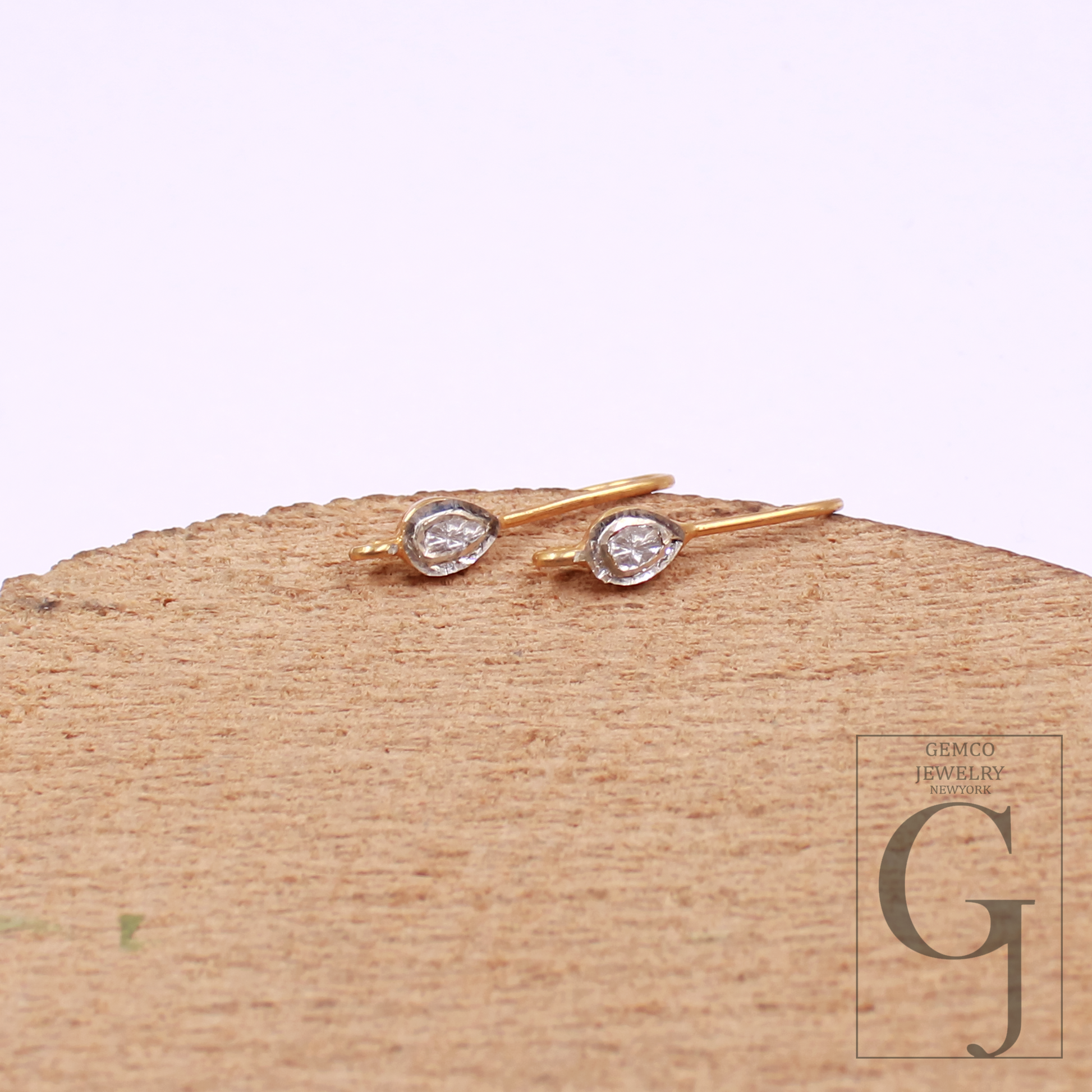 Designer Diamond Earring Hooks – Rosecut Pave Diamond 925 Sterling Silver Handmade | Earring Jewelry Making Supplies