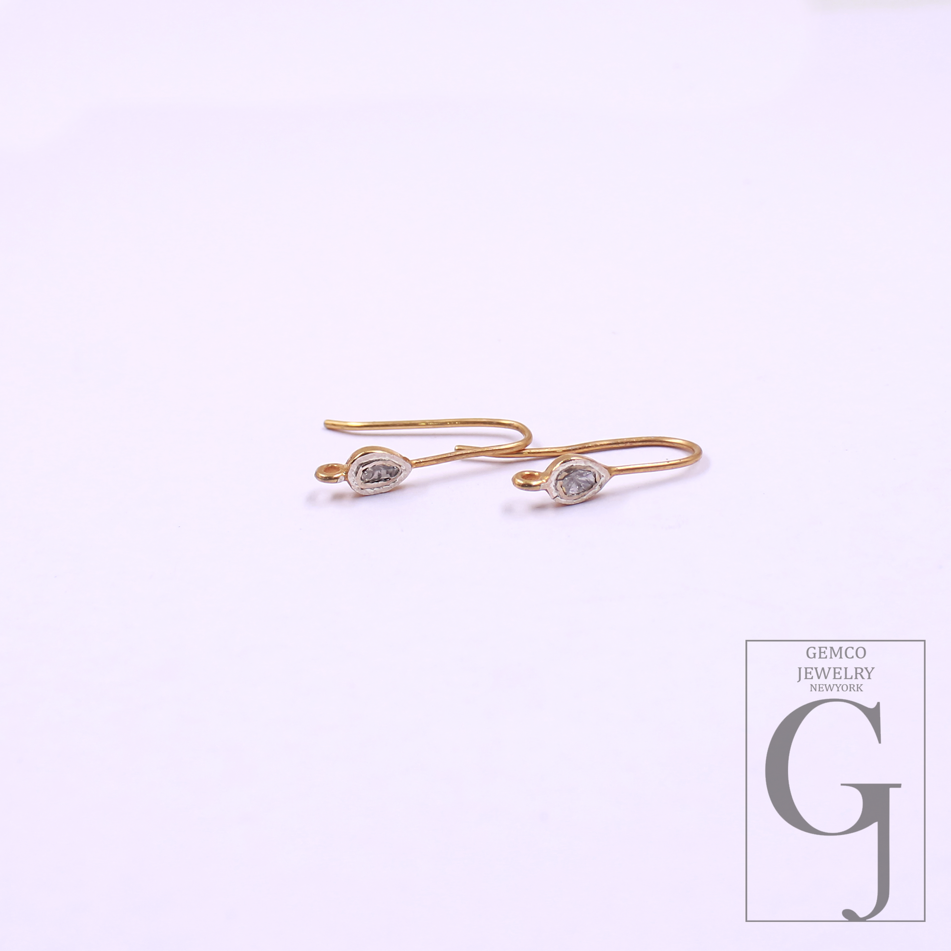 Designer Diamond Earring Hooks – Rosecut Pave Diamond 925 Sterling Silver Handmade | Earring Jewelry Making Supplies