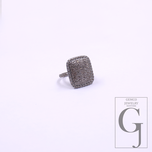 Natural Pave Diamonds Ring In 925 Sterling Silver, Beautiful Handmade Finish Diamonds Ring For Her