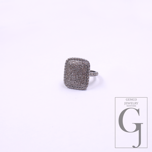 Natural Pave Diamonds Ring In 925 Sterling Silver, Beautiful Handmade Finish Diamonds Ring For Her