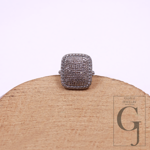 Natural Pave Diamonds Ring In 925 Sterling Silver, Beautiful Handmade Finish Diamonds Ring For Her