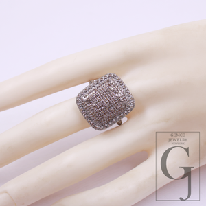 Natural Pave Diamonds Ring In 925 Sterling Silver, Beautiful Handmade Finish Diamonds Ring For Her