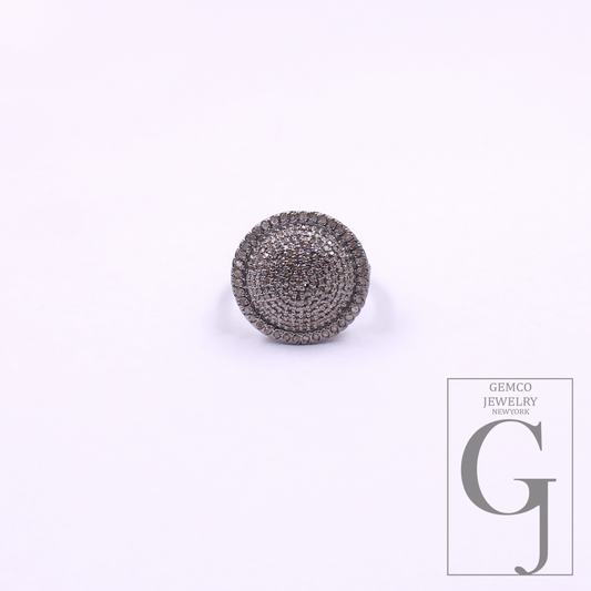 Natural Pave Diamonds Ring In 925 Sterling Silver, Beautiful Handmade Finish Diamonds Ring For Her