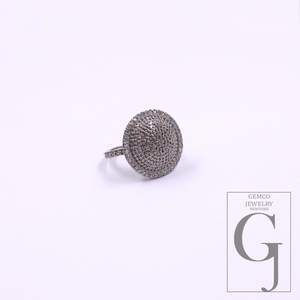 Natural Pave Diamonds Ring In 925 Sterling Silver, Beautiful Handmade Finish Diamonds Ring For Her