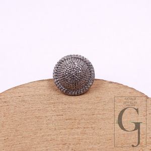 Natural Pave Diamonds Ring In 925 Sterling Silver, Beautiful Handmade Finish Diamonds Ring For Her