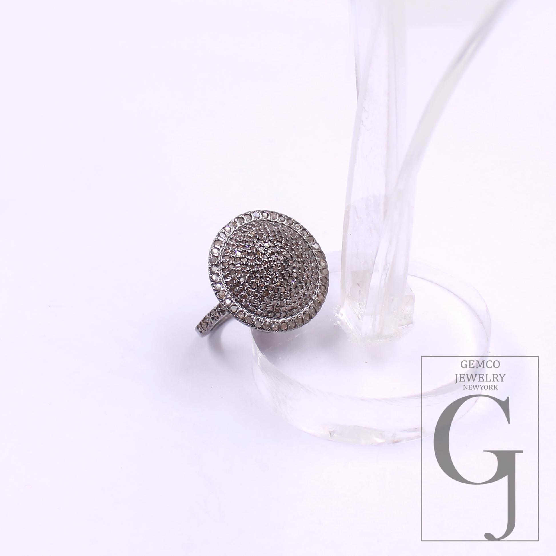 Natural Pave Diamonds Ring In 925 Sterling Silver, Beautiful Handmade Finish Diamonds Ring For Her