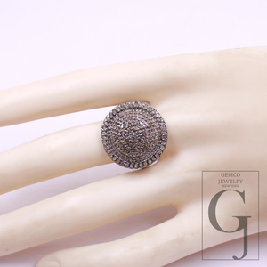 Natural Pave Diamonds Ring In 925 Sterling Silver, Beautiful Handmade Finish Diamonds Ring For Her