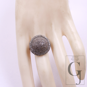 Natural Pave Diamonds Ring In 925 Sterling Silver, Beautiful Handmade Finish Diamonds Ring For Her