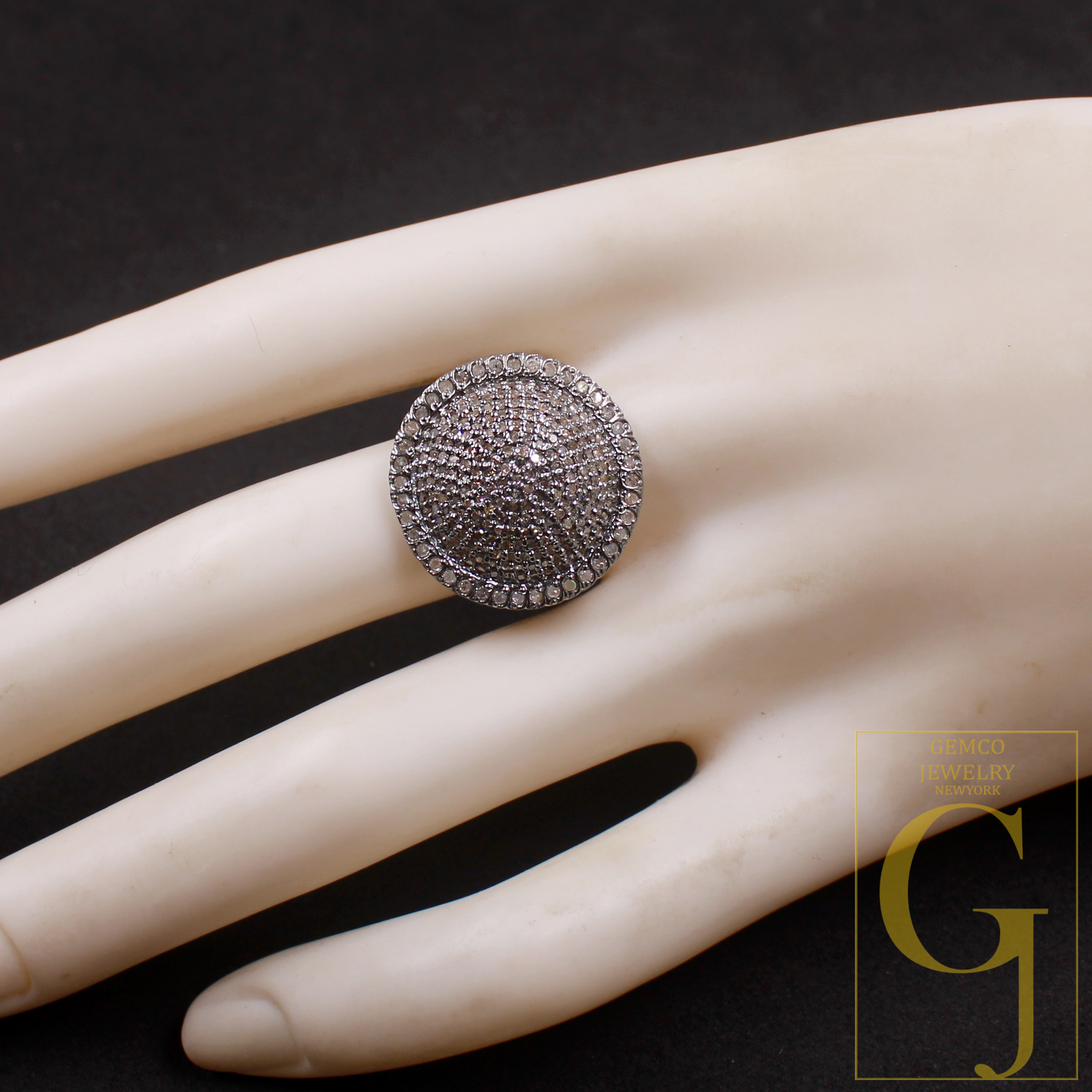 Natural Pave Diamonds Ring In 925 Sterling Silver, Beautiful Handmade Finish Diamonds Ring For Her