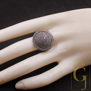 Natural Pave Diamonds Ring In 925 Sterling Silver, Beautiful Handmade Finish Diamonds Ring For Her