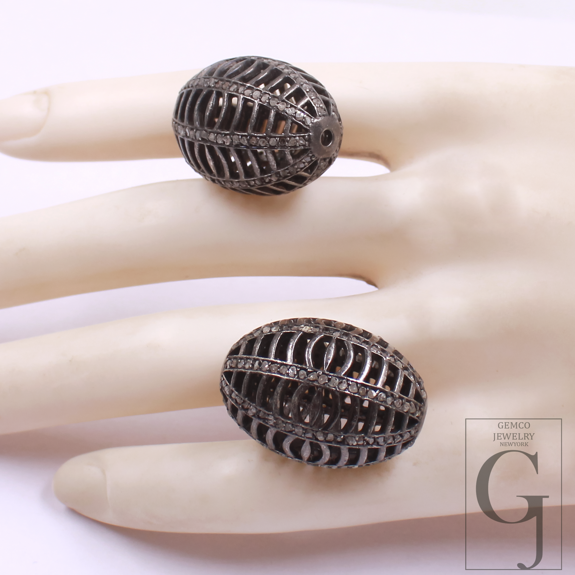 Natural Rosecut Diamonds Beads In 925 Sterling Silver, Beautiful Beads For Jewelry Making.