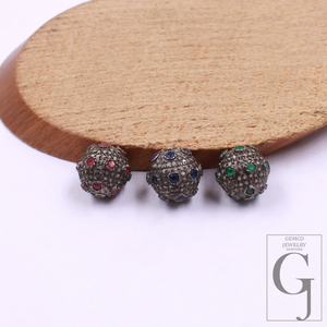 Amazing Pave Diamond Roundel Beads / Spacers Design Pave Diamond In 925 Sterling Silver Handmade Jewelry