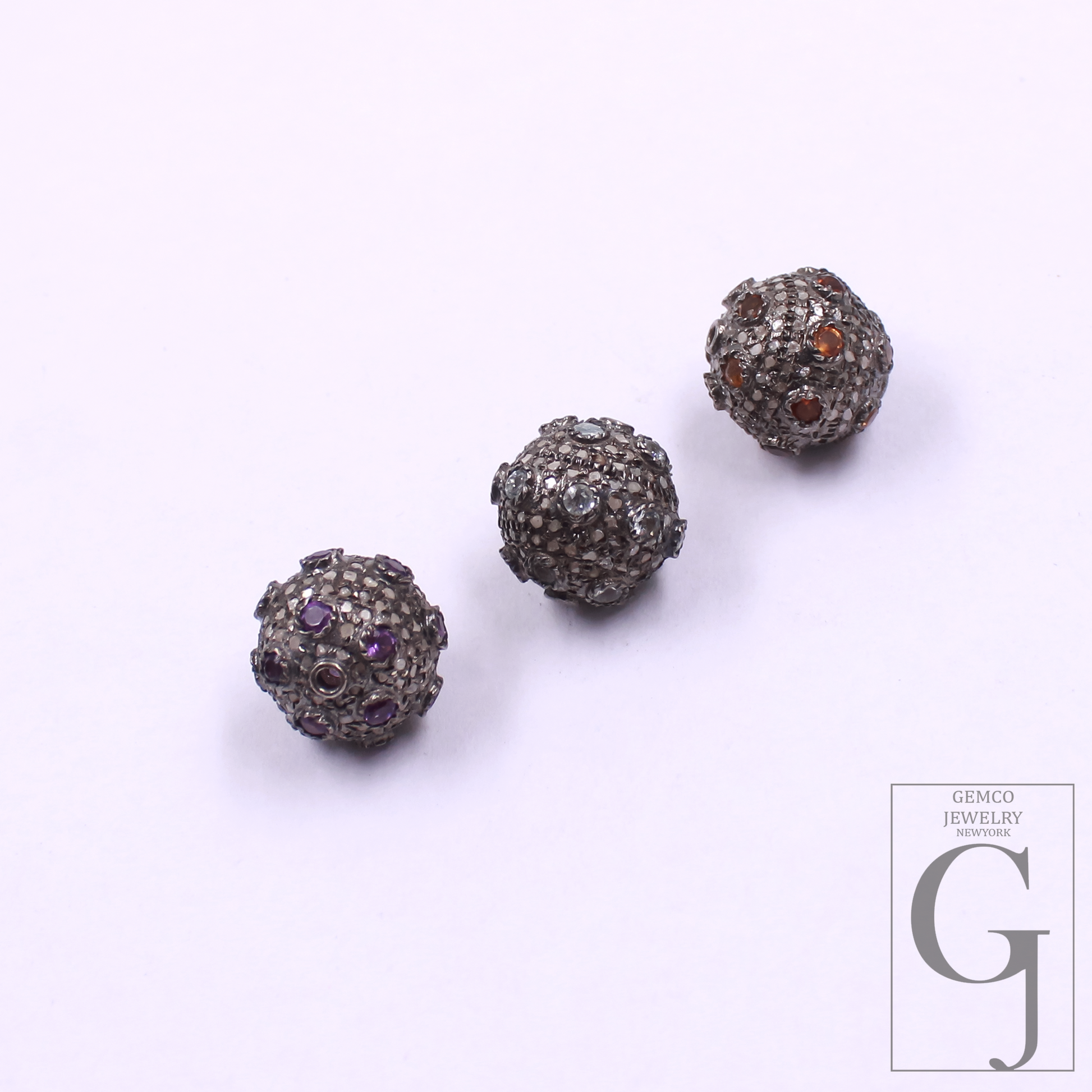 Amazing Pave Diamond Roundel Beads / Spacers Design Pave Diamond In 925 Sterling Silver Handmade Jewelry