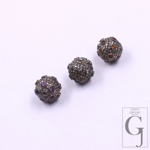 Amazing Pave Diamond Roundel Beads / Spacers Design Pave Diamond In 925 Sterling Silver Handmade Jewelry