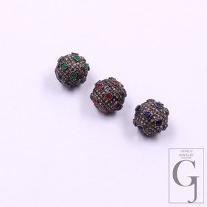 Amazing Pave Diamond Roundel Beads / Spacers Design Pave Diamond In 925 Sterling Silver Handmade Jewelry