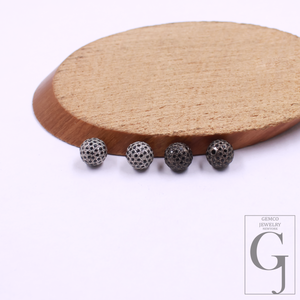 Beautiful Black Pave Diamond Ball Bead Spacer (6mm-12mm) In 925 Sterling Silver For Jewelry Supplies