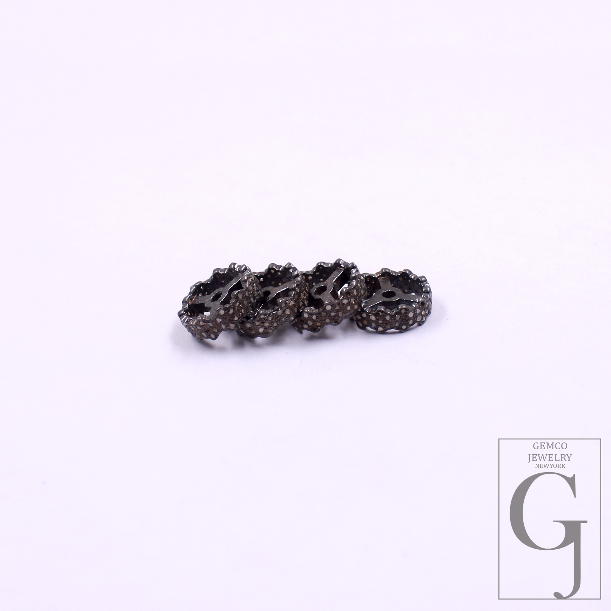 1pc 12mm Size Handmade Rosecut Pave Diamond Rondelle Bead: 925 Sterling Silver Jewelry supplies